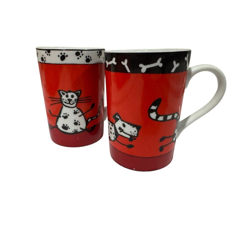 Konitz Germany Pier 1 Mugs Set 2 Cats and Dogs